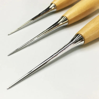 Leather Sewing Kit Wooden Handle Awl Tools DIY Leather Sewing Awl Needle Leather Craft Punch Hole Tool Tent Shoes Repairing Tool