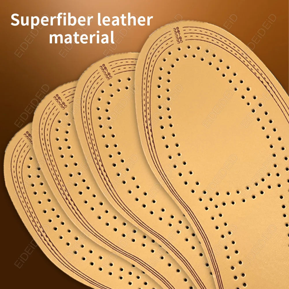 Leather Insoles For Shoes Men Women Breathable Cowhide Shoe Pads Massage Shock Absorption Cushion Sneakers Sole Insert Insole