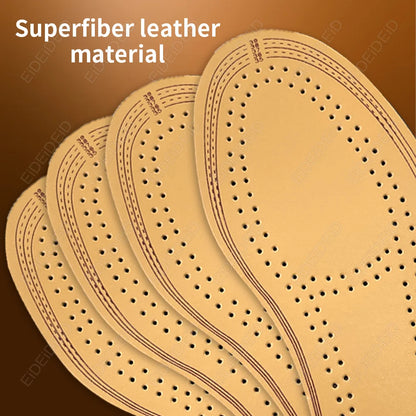 Leather Insoles For Shoes Men Women Breathable Cowhide Shoe Pads Massage Shock Absorption Cushion Sneakers Sole Insert Insole