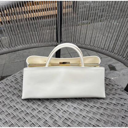 Luxury Leather Handbag For Women High-end Hardware Magnetic Suction Clip Design Elegant Minimalist Shoulder Underarm Bag Purse