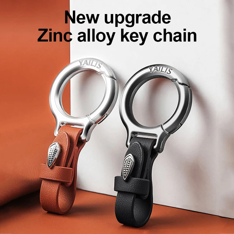 Car keychain men's high-grade multifunctional pendant anti-loss leather jacket hook senior leather car key accessories