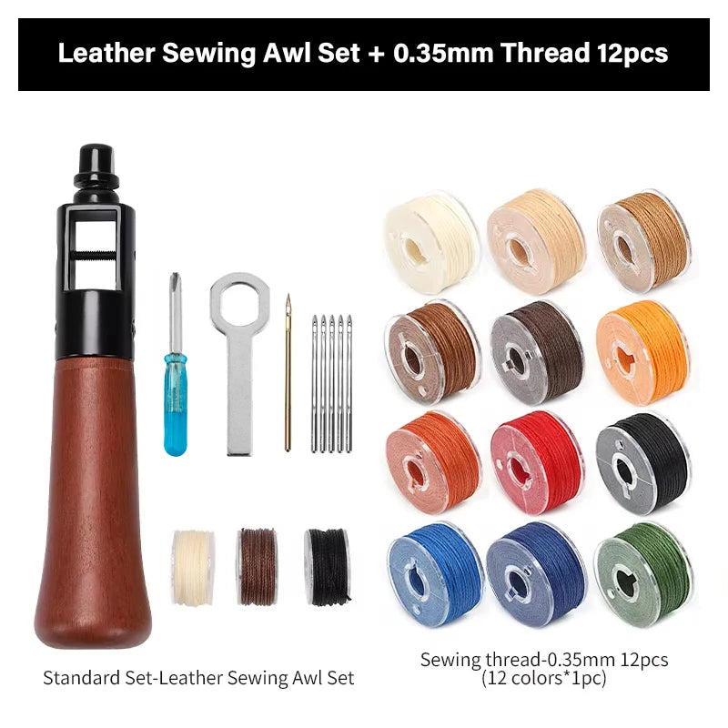 WUTA Leather Sewing Machine Awl Thread Kit Speedy Stitching DIY Leather Craft Tools Hand Stitcher Shoemaker Canvas Repair Tool