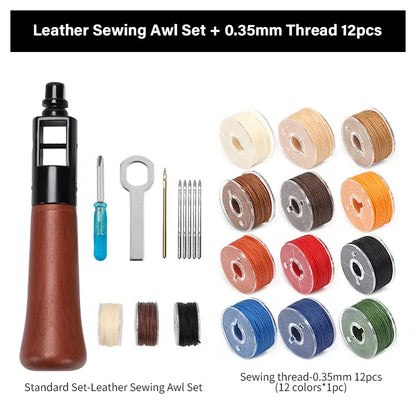 WUTA Leather Sewing Machine Awl Thread Kit Speedy Stitching DIY Leather Craft Tools Hand Stitcher Shoemaker Canvas Repair Tool