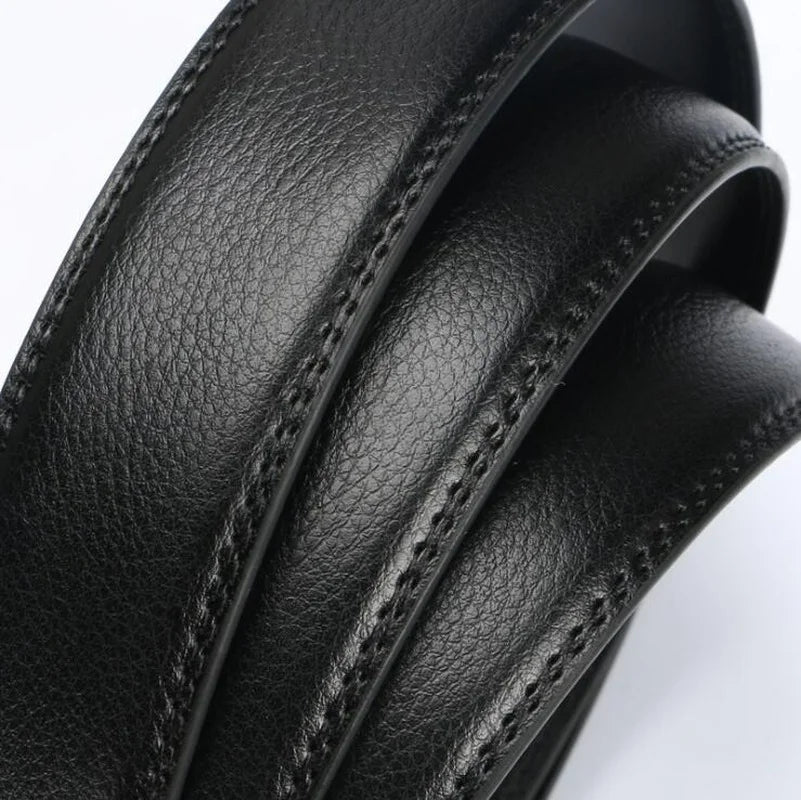 3.5cm Men's Automatic Buckle Belt Business Casual Men's Leather Belt High Quality Suit Pants Belt No Buckle