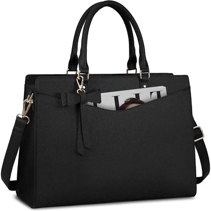 Laptop Bag for Women 15.6 Inch PU Leather Laptop Tote Bag Work Business Office Briefcase Large Lightweight Handbag Shoulder Bag