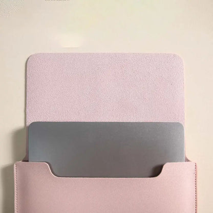 PU Leather 14 Inch Laptop Sleeve Bag Waterproof Adjustable Laptop Sleeve Case Ultra-thin Stain-resistant Laptop Stand Office
