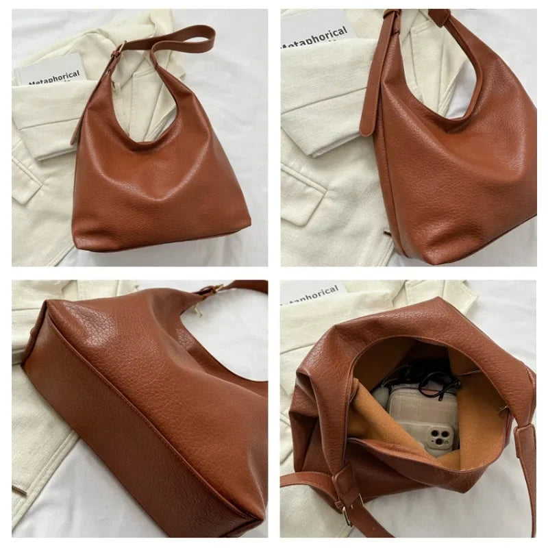 Fashion Leather Tote Bag for Women 2025 Trend Female Simple Large High Capacity Shoulder Bag Women Handbags Messenger Bags