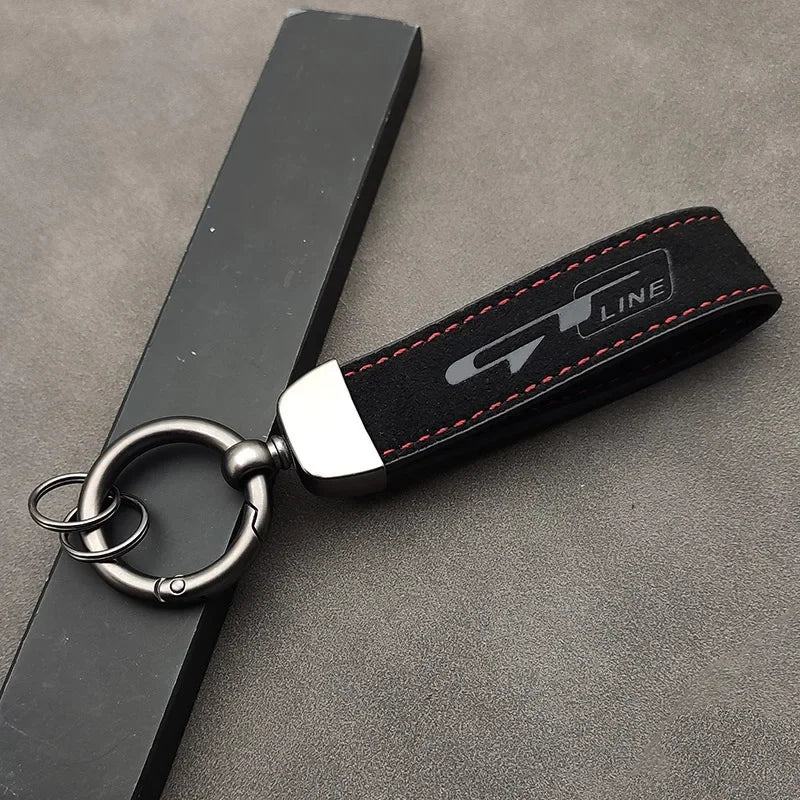 2025 Suede Leather Men Key Chain Rings Luxury Women Car Keychain for GT Line Keychain Keyring Accessories