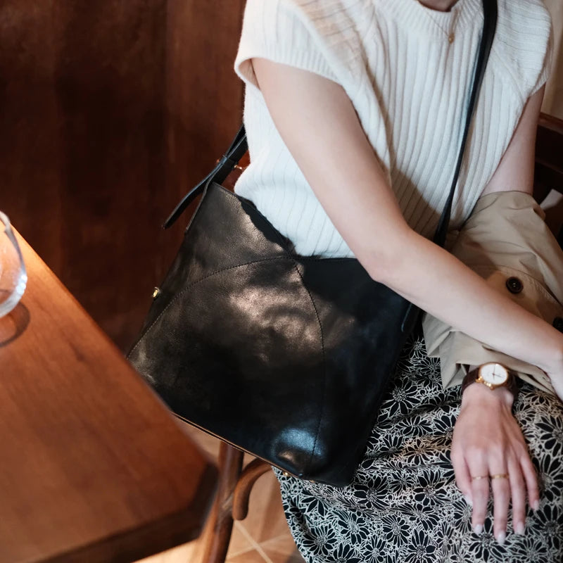 Fashion designers handmade genuine leather women's shoulder bag casual vintage cow leather large-capacity female underarm bag