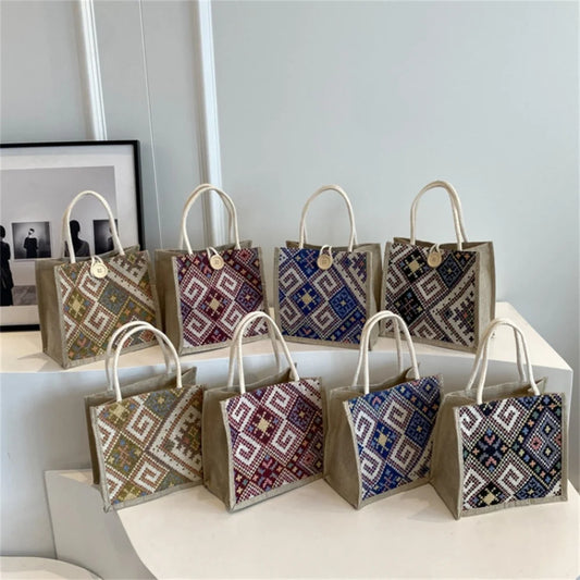 Linen Bag Handbag For Women Shopping Tote Bag Fashion Designer Bag Convenient Large Capacity Lunch Bag Vintage Accompaniment 1PC