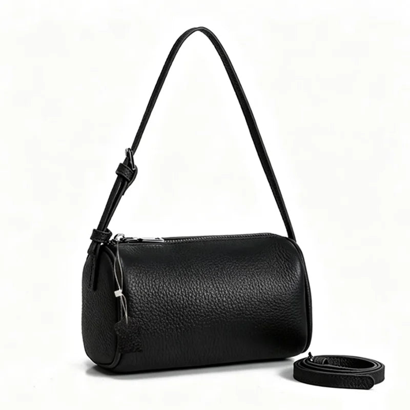 Real Leather Handbag for Women,Soft Leather Tubular Type,Shoulder Crossbody Bag,New Summer Travel Purse,Lady Everyday Phone Bags