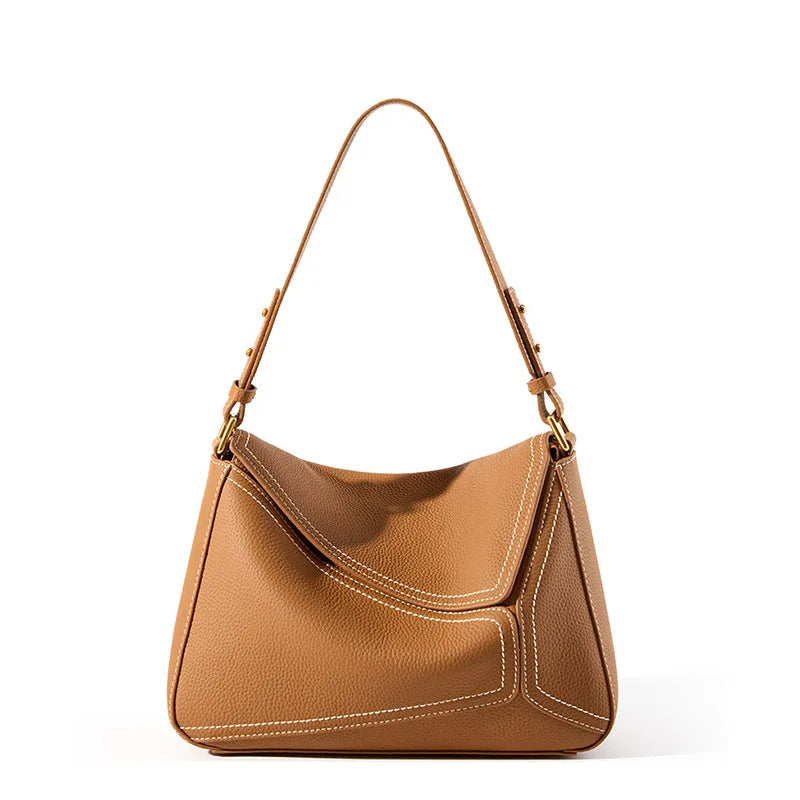 Women's Bag Genuine Leather Geometric Tote Bag 2024 Autumn Lady Underarm Shoulder Bag Female Popular Commuter Messenger Handbag