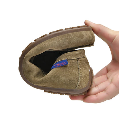 Men's Genuine Leather Handcrafted Slip-On Shoes - Breathable Comfortable Rubber Bottom Casual Formal Loafers