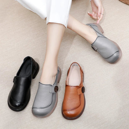 Genuine leather loafers women  comfortable gray shoes low heels luxury ladies court shoes slip on moccasins elegant dress flats