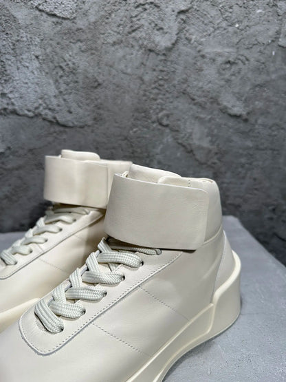 Men's Shoes High Top Platform Sneakers Lace Up Genuine Leather Luxury White Designer Boots