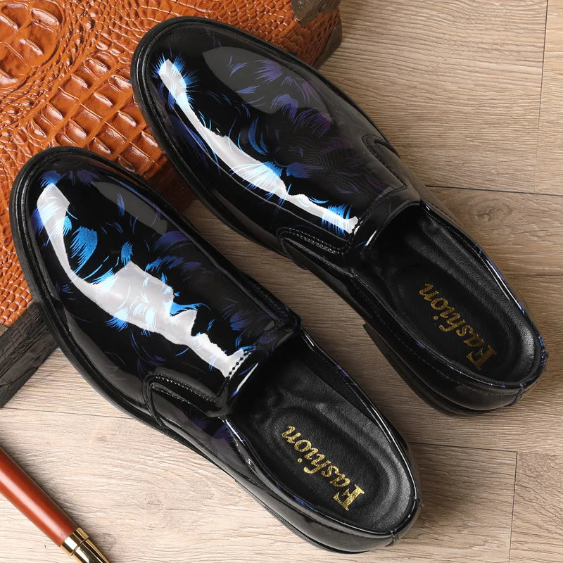 202 New Leather Shoes for Men Floral Pattern Men's Formal Shoes Luxury Business Oxford Male Office Wedding Flats Mocassin Homme