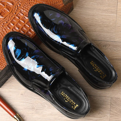 202 New Leather Shoes for Men Floral Pattern Men's Formal Shoes Luxury Business Oxford Male Office Wedding Flats Mocassin Homme