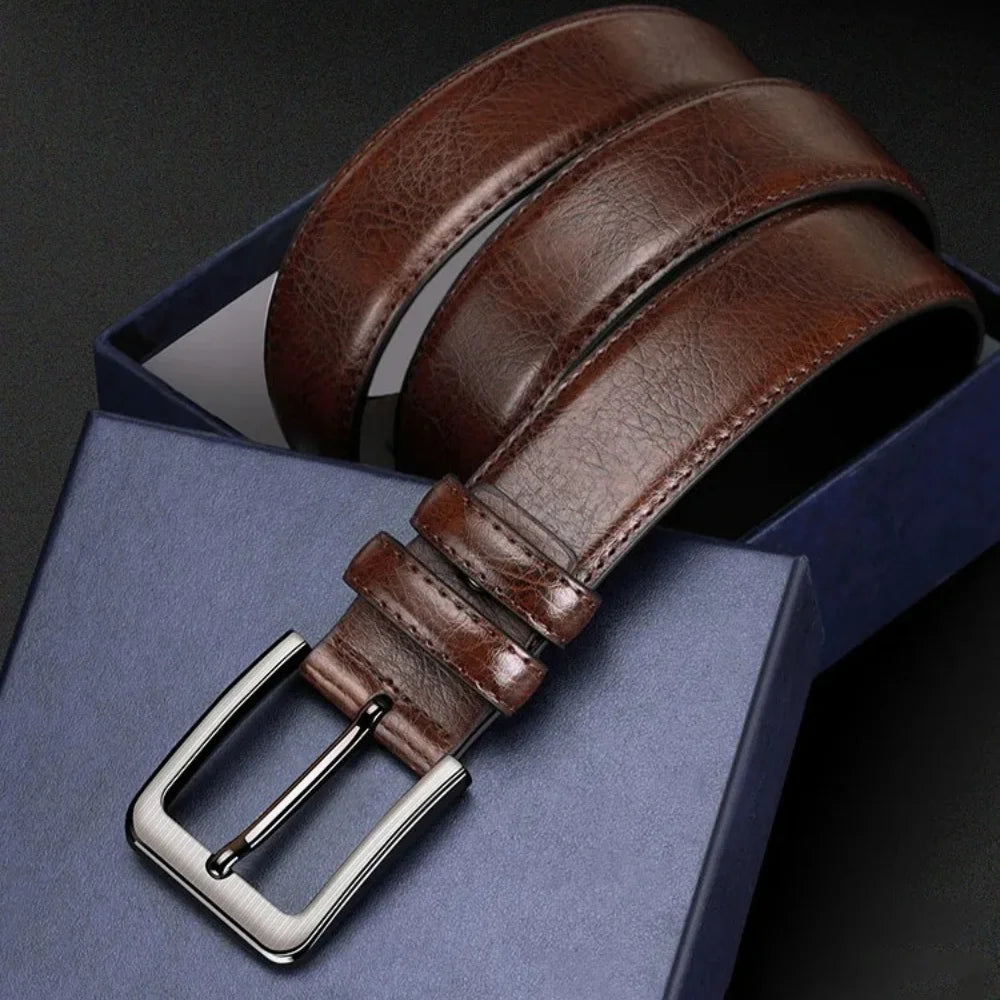 2pcs High Quality PU Leather Men's Belt, Casual and Business Needle Buckle Belts, Masculine Design, Fashion Novelty Waistband