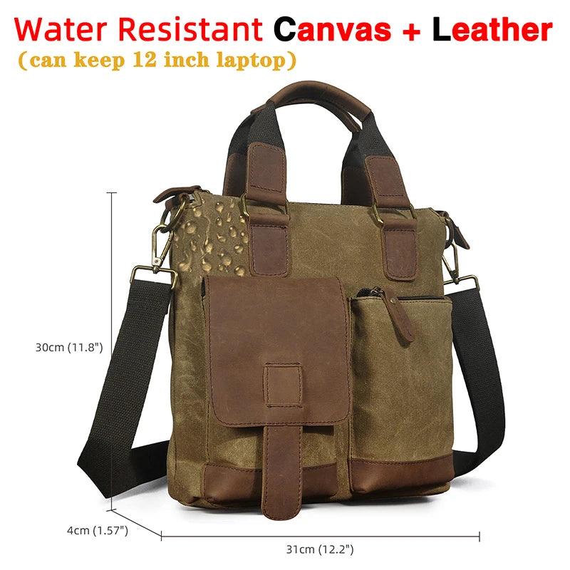 Men Original Leather Retro Designer Business Briefcase Casual 12" Laptop Travel Bag Tote Attache Messenger Bag Portfolio B259