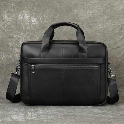 Men's Fashionable Genuine Leather Business Briefcase with Large Capacity151-inch laptop handbag made of top-grade cowhide