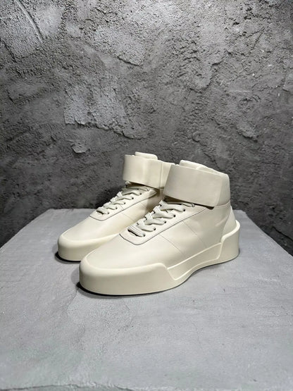 Men's Shoes High Top Platform Sneakers Lace Up Genuine Leather Luxury White Designer Boots