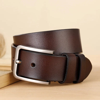 3.7cm Wide Men's Synthetic Leather Belt with Metal Pin Buckle, Casual Jeans Belt for Men, Unisex Synthetic Leather Pants Belt