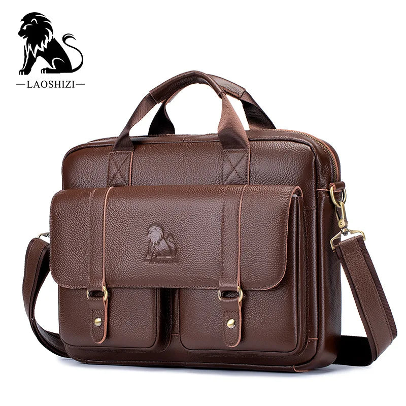 New 100% genuine leather Men's briefcase laptop bag large capacity business handbag casual shoulder crossbody bags messenger bag