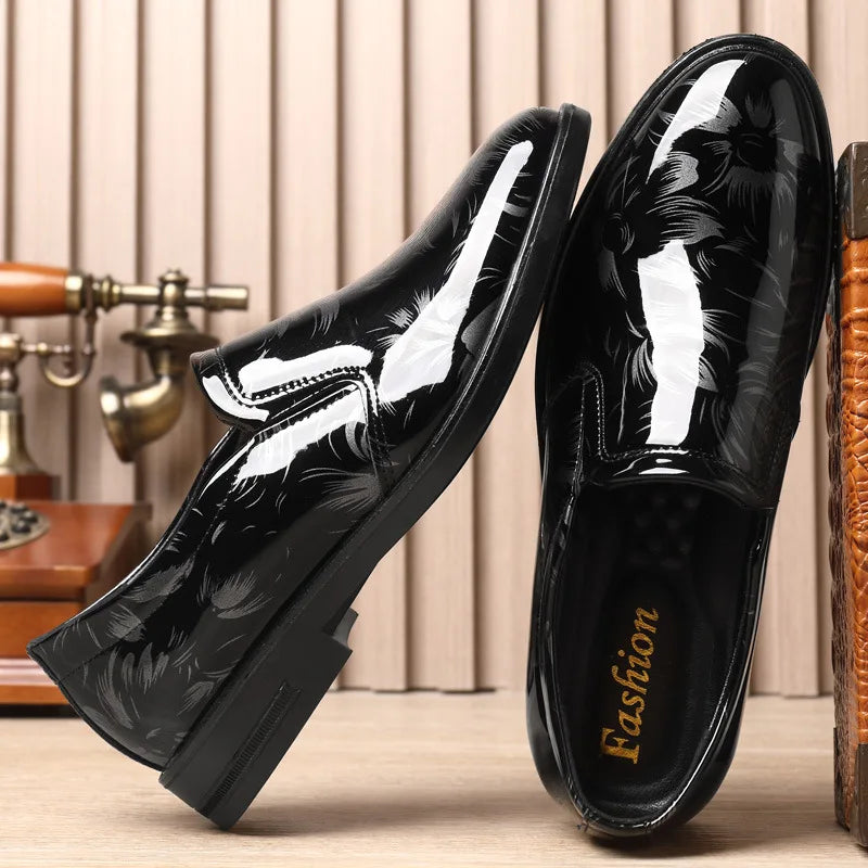 202 New Leather Shoes for Men Floral Pattern Men's Formal Shoes Luxury Business Oxford Male Office Wedding Flats Mocassin Homme