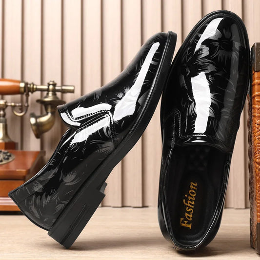 202 New Leather Shoes for Men Floral Pattern Men's Formal Shoes Luxury Business Oxford Male Office Wedding Flats Mocassin Homme