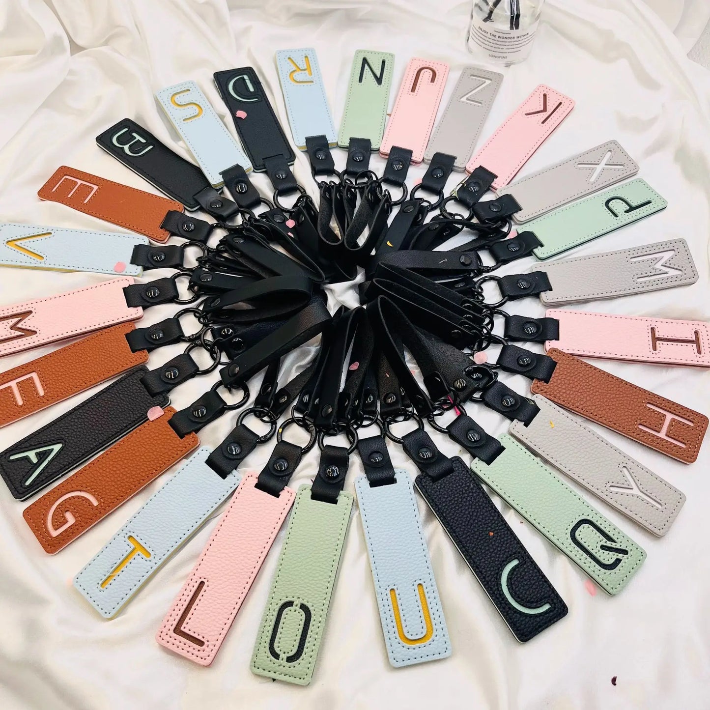 Accessory Display Hook Making Supplies Key Ring Pendant Keychain Accessories Keyring Holder Charm Gift 26 Letters Leather
