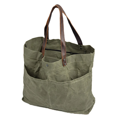 Retro Canvas Leather Men's Shoulder Bag Large Capacity Tote Bag Laptop Bag Artistic Style Casual Single Shoulder Handbag