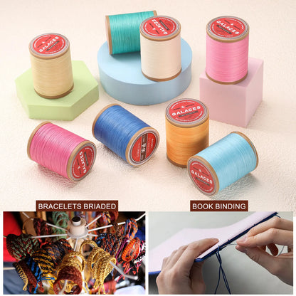 Flat Leather Sewing Waxed Thread 190m / 208 Yards Polyester Wax String 100D Wax Stitching Cord for Leather Crafts Braided
