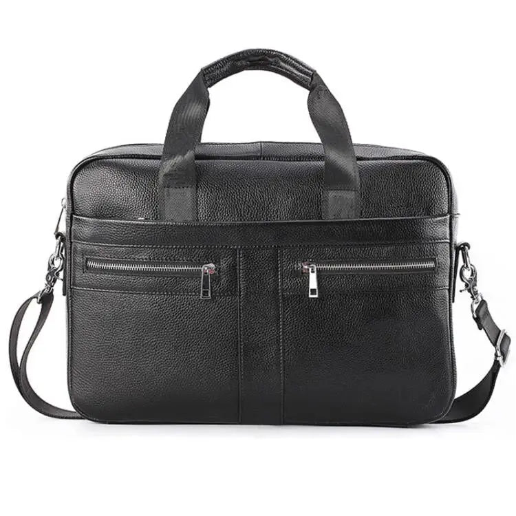 Men's Fashion Genuine Leather Briefcase Large A4 Document Shoulder Bag 14 Inch Laptop Messenger Tote Handbag Male
