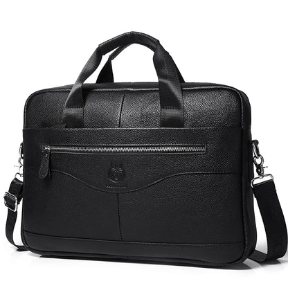 Men's Genuine Leather Luxury Briefcase 15.6 Inch Laptop Bag Business Office Handbag Computer Bag