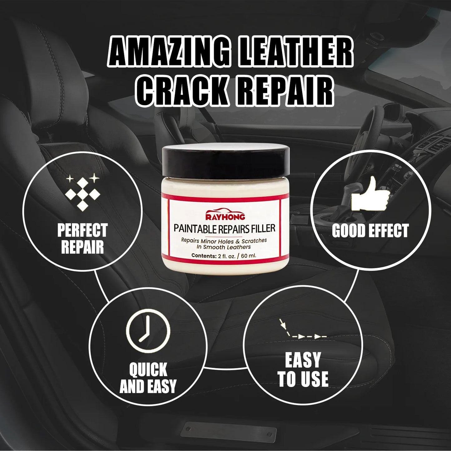 60ml Leather Restoring Paste Natural Leather Filler Repair Compound Leather Restoration Cream For Tears Crack Burns Holes Filler