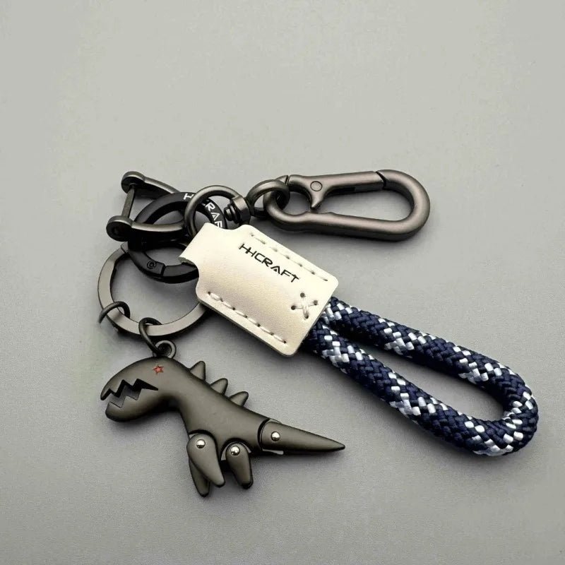 Motorcycle Decoration Accessories and Car Keychain Single Leather Woven Rope Metal Keychain Handbag Pendant Small Gift