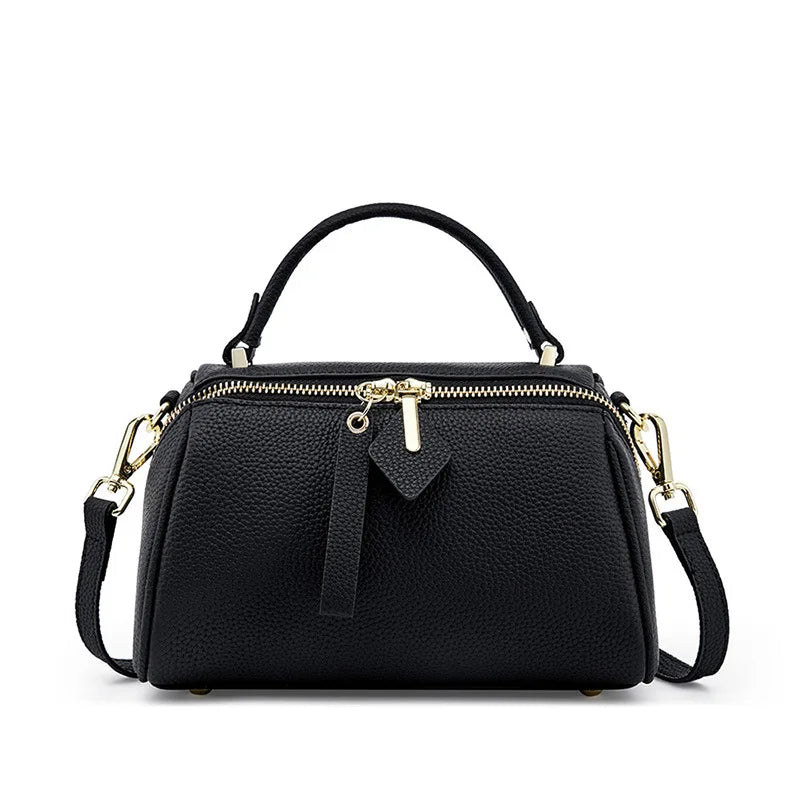 Leather leather handbag Boston simple shoulder cross-body  pillow women 2025 high-end sense large capacity removable  strap