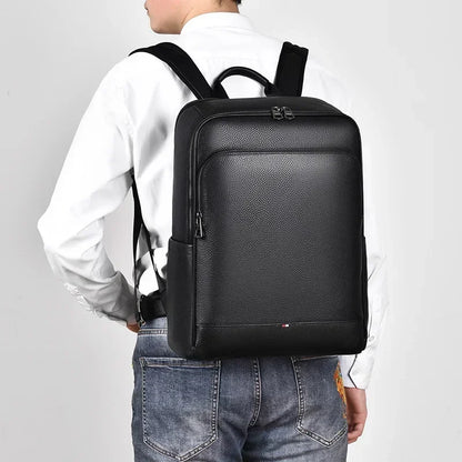 2025 New Luxury Brand Real Genuine Leather Men Backpacks Korean Student Backpack Boy Luxury 15.6 Inch Computer Laptop Bag