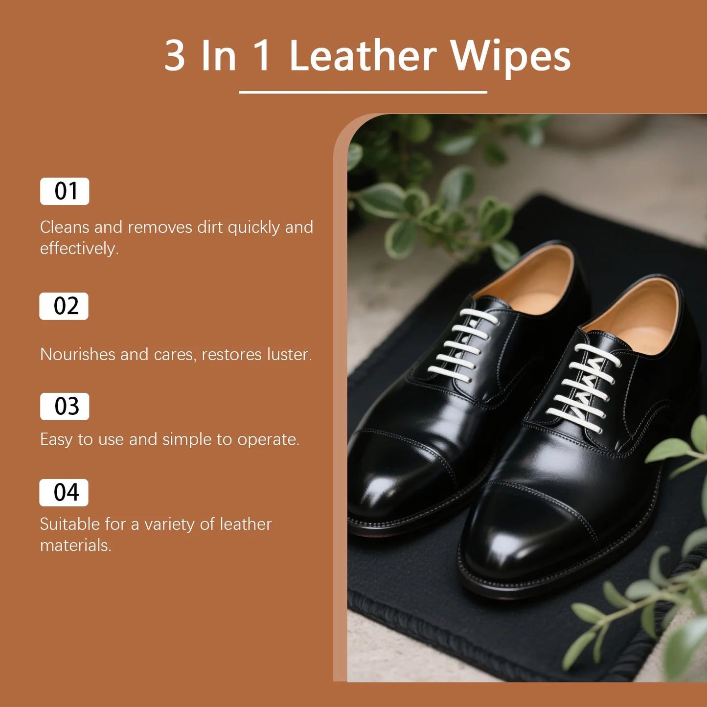 40Pcs Leather Cleaner & Conditioner Wipes Disposable Car Leather Wipes Conditioning Wipes Plastic Leather Restore Polish