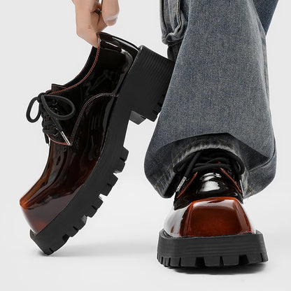 Men's thick soled leather shoes Luxury designer style Work Business Office fashion party 38-46 Casual lace up derby shoes