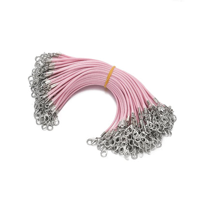 10pcs 2mm PU Leather Wax Thread 13cm Braided Strings With Alloy Lobster Clasp Bracelet Cord for DIY Jewelry Making Supplies