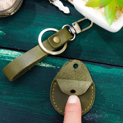Leather Access Card Case Anti-lost Anti-fall Keychain Accessories, Leather Keychain Holder with Key Chain Ring