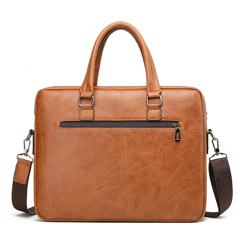 Luxury Brand Man Business Briefcase Bag PU Leather Messenger Shoulder Bag Men Office Lunch Bags For Laptop A4 File Male Handbags