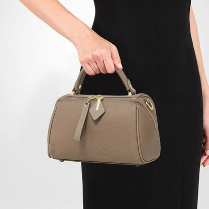 Leather leather handbag Boston simple shoulder cross-body  pillow women 2025 high-end sense large capacity removable  strap