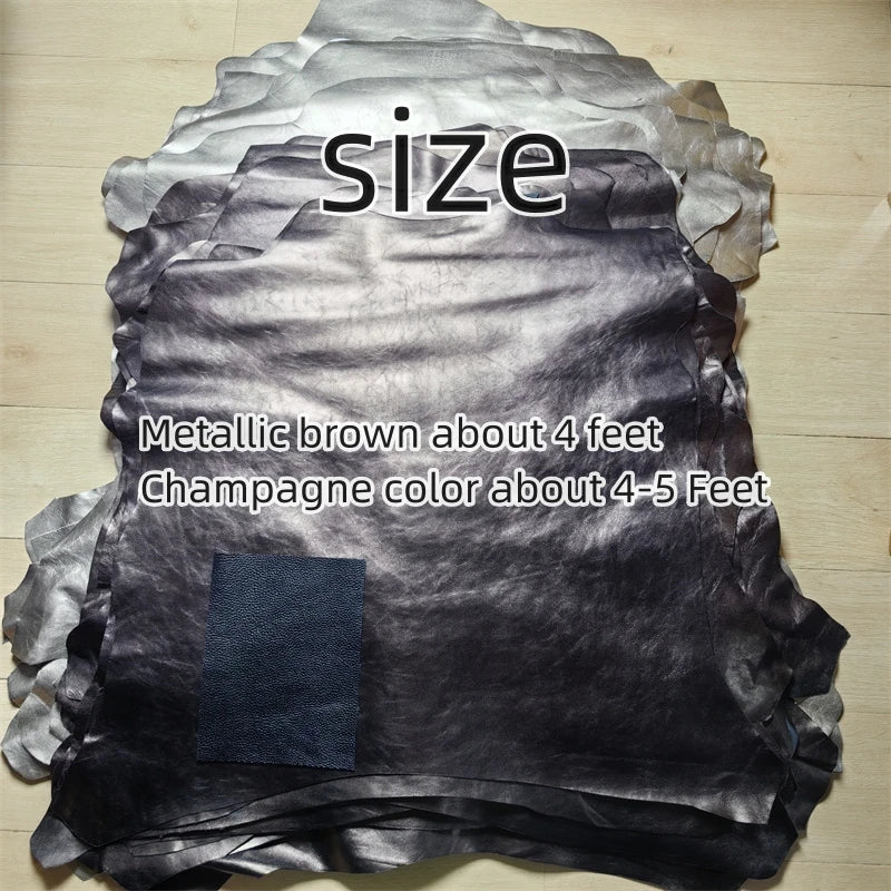 0.8/1mm Champagne Gold Metallic Brown Sheepskin. First Layer Leather.Real Leather Fabric. Handmade DIY For Bags. Whole Sheepskin