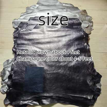 0.8/1mm Champagne Gold Metallic Brown Sheepskin. First Layer Leather.Real Leather Fabric. Handmade DIY For Bags. Whole Sheepskin