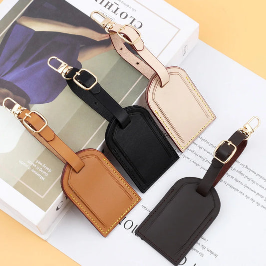 Leather Luggage Tag Travel Accessories Men Women Suitcase Baggage Handbag Tags Luxury Bag Decorations Labels