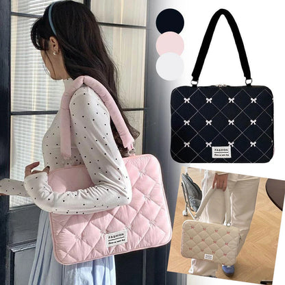 Travel Bag 15inch Portable Laptop Bags Bow with Handle Laptop Case Soft Material Cute Notebook Sleeve Travel