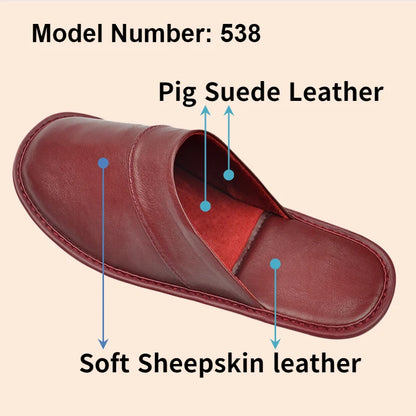Soft Sheepskin Leather Slippers Homes in indoor slipper Spring Autumn men women elderly non-slip casual single shoes summer