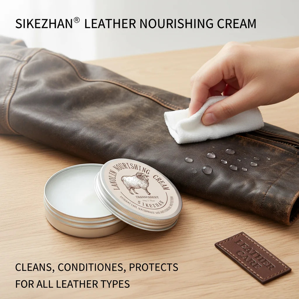 Leather Jacket Care Cream – Lanolin Nourishing Balm, Transparent Conditioner To Restore, Waterproof & Protect Leather Coats